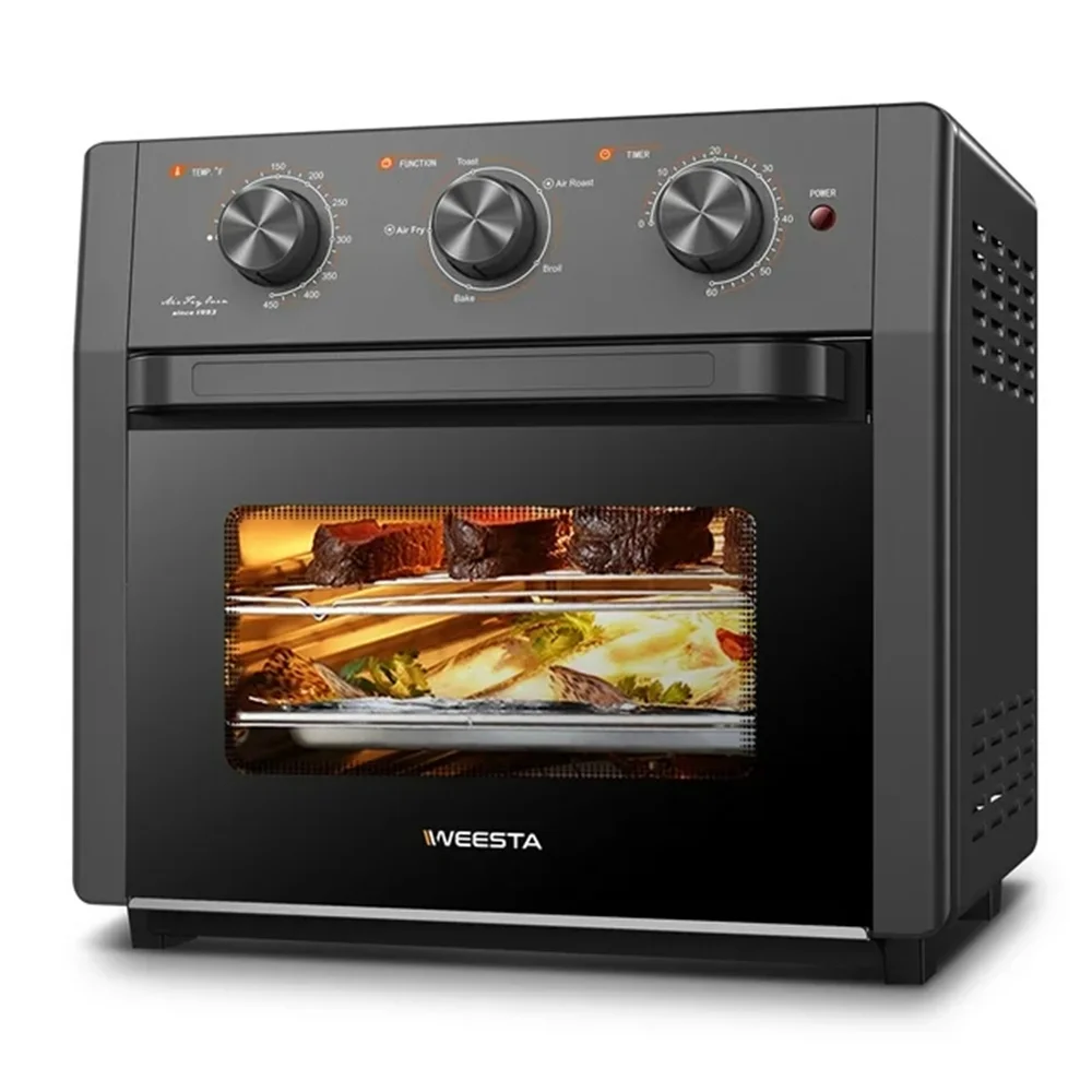 20QT Large Air Fryer Oven Toaster Combo, 1300W Powerful Oil-less Breakfast Station Cooker Black