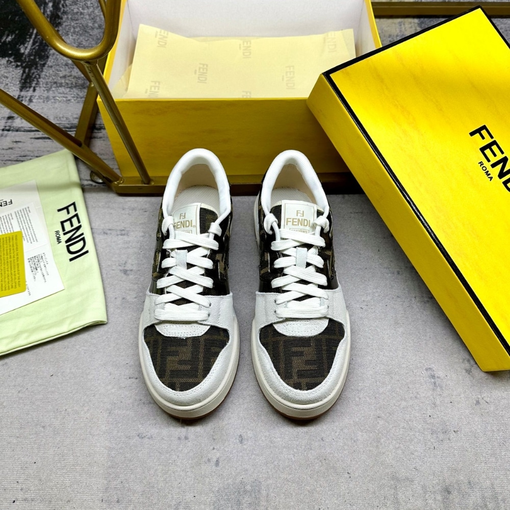 Fendi Match Sneakers Beige And Brown
