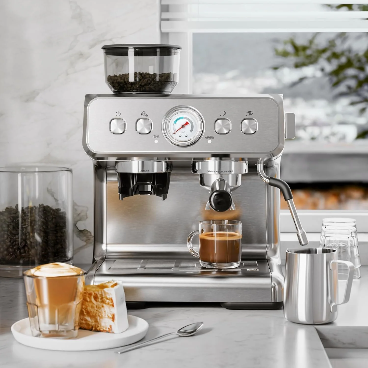Kismile Coffee Maker,  Programmable Drip Coffee Makers ,Timer, Self-cleaning,Stainless Steel