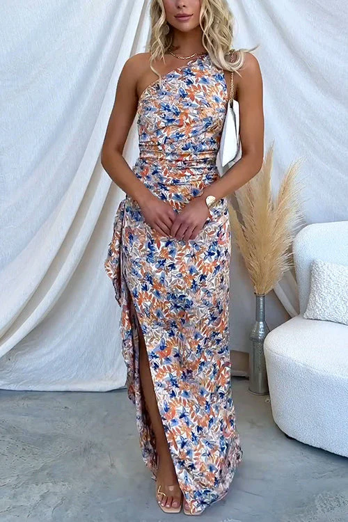 One Shoulder Slit Maxi Dress | Elegant Evening GownClistos