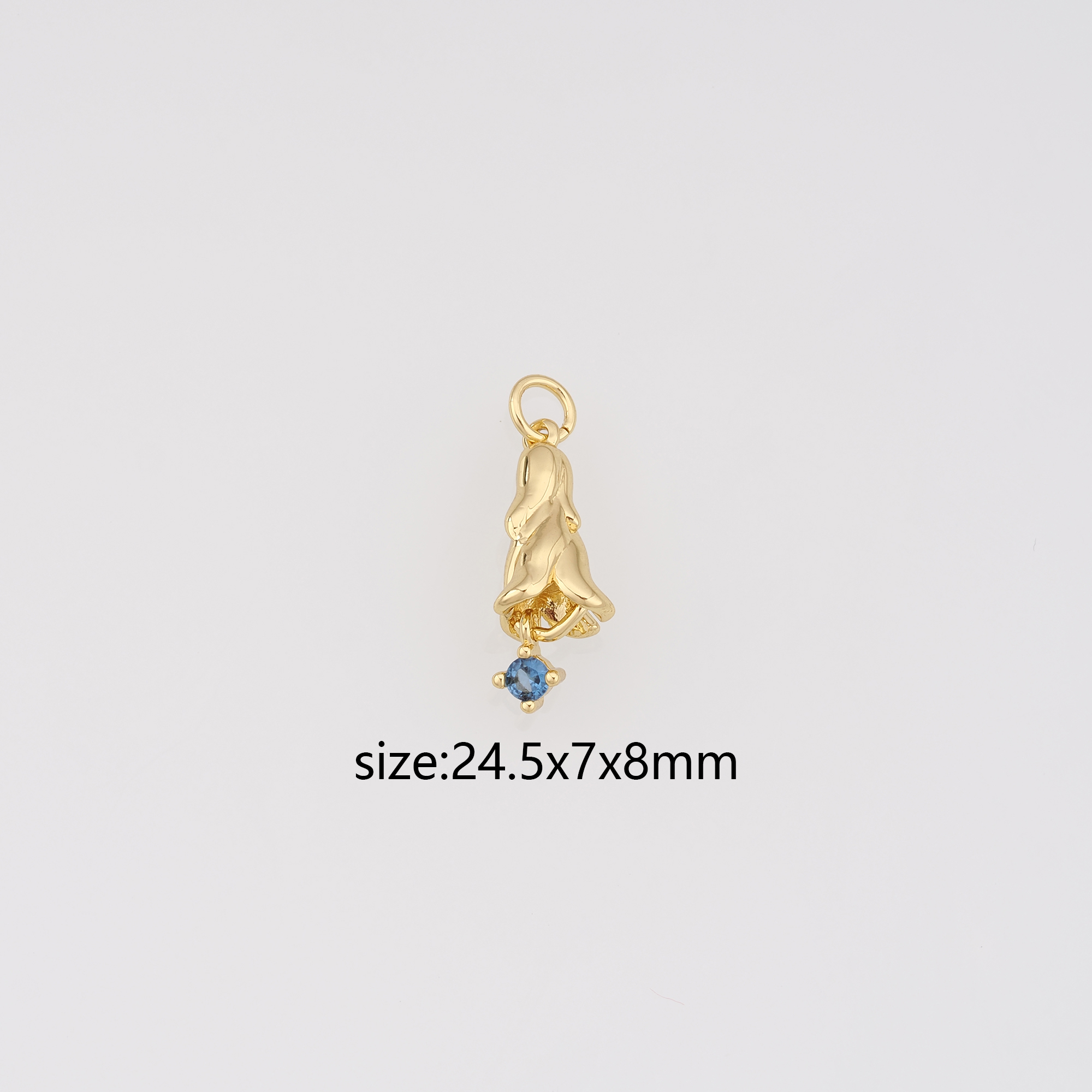 18K Gold Filled Flower Bud Pendant,CZ Micro Pave Flower Charm Earrings Necklace for DIY Jewelry Making Supply