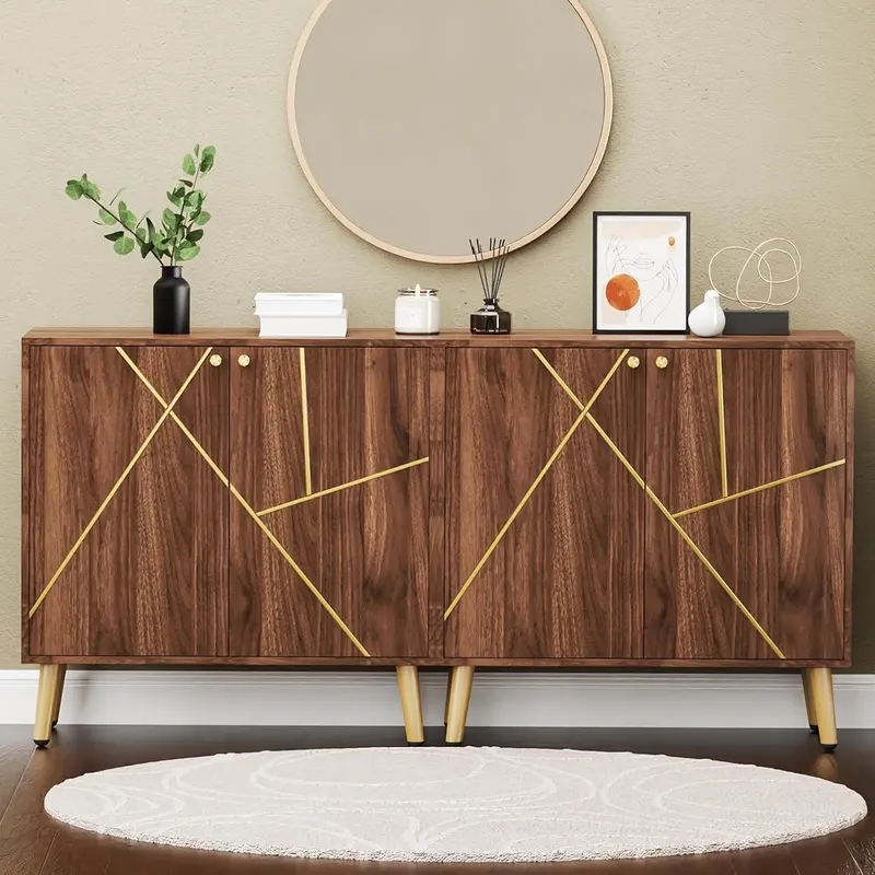Versatile Black Wood Standing Cabinet – Slim, Space-Saving Storage Solution for Living Rooms, Bedrooms, or Entryways