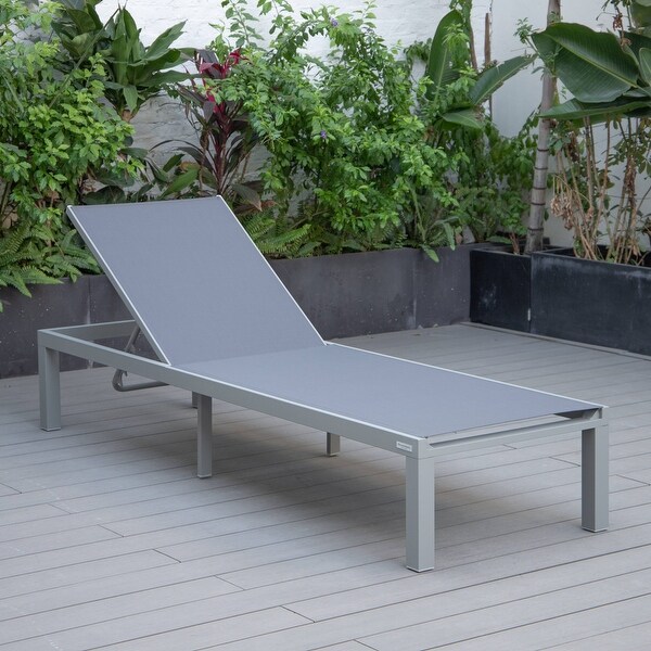Aluminum Beach Pool Sun Lounge Chair Sling Mesh Fabric Reclining Stackable Lounger Chair