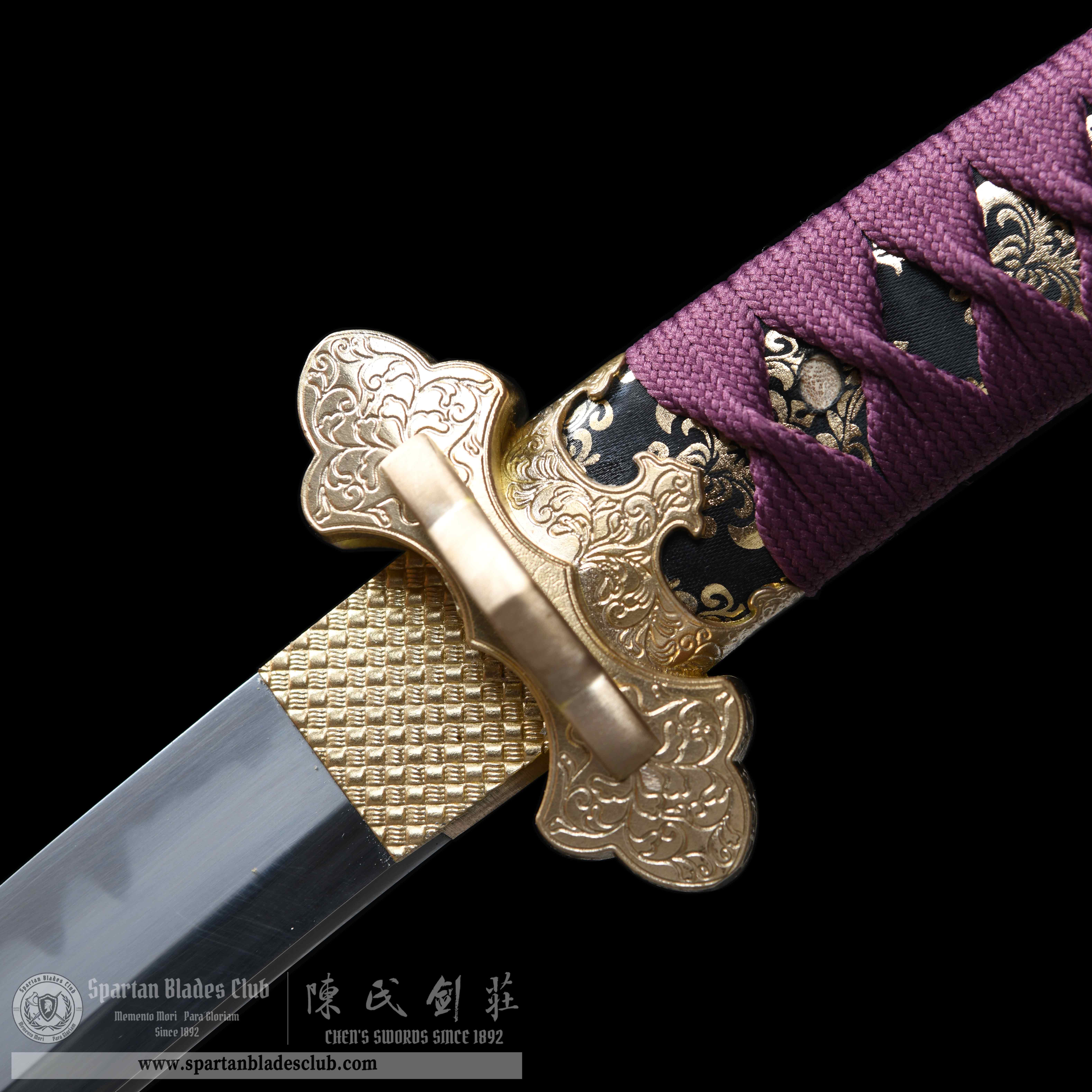 HY192 | Shiyo | Tachi | T10 Steel | Clay-tempered | Real Hamon | Purple | Flower | Battle-Ready | Full-tang | Spartan Blades Club | CHEN'S SWORDS 1892 - Spartan Blades Club - 陳氏劍莊1892