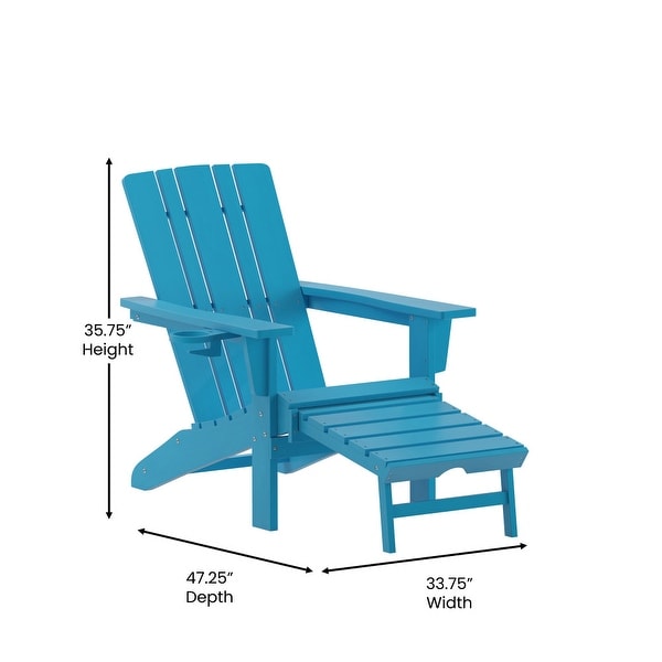 AllWeather Adirondack Chair with Pullout Ottoman and Cupholder