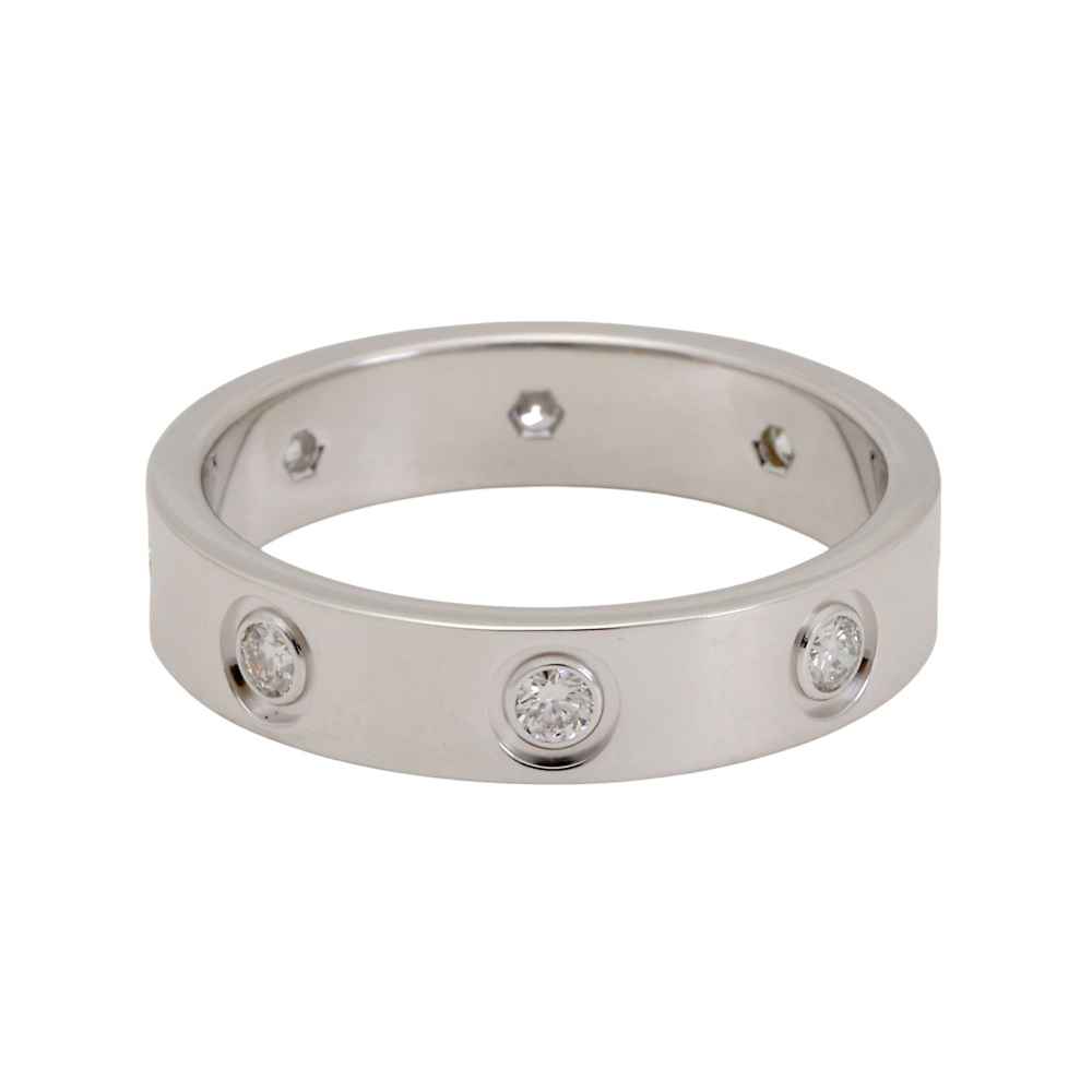 Cartier Love Sm 8 Diamonds Ring 18K White Gold Diamond B4050600