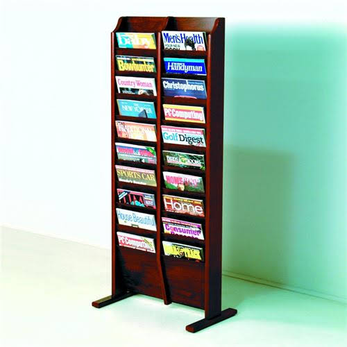 Wooden Mallet 20 Pocket Free Standing Magazine Rack; Dark Red Mahogany
