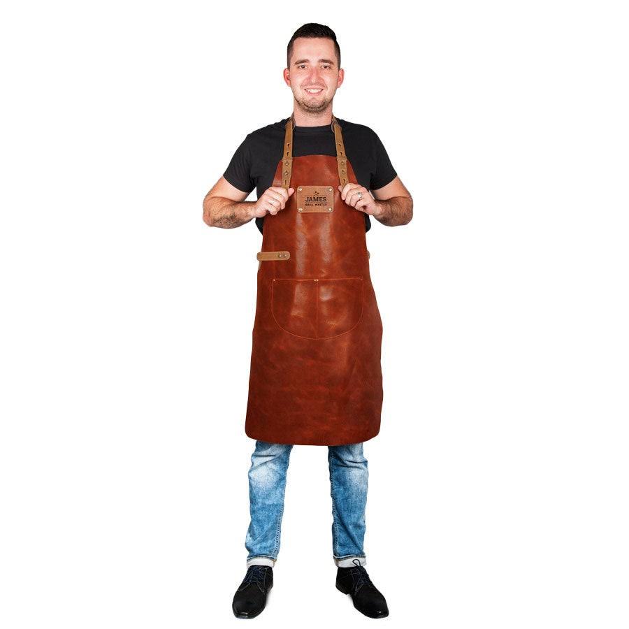 Personalised Leather Apron - Brown