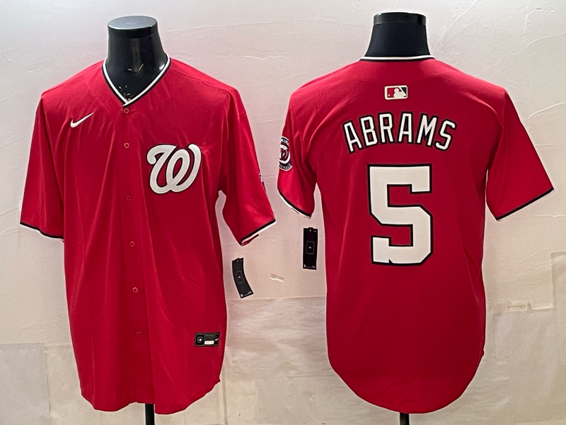 Men's Washington Nationals CJ Abrams #5 Red Replica Player Jersey
