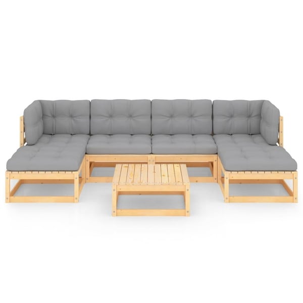 vidaXL 7 Piece Patio Lounge Set with Cushions Solid Wood Pine
