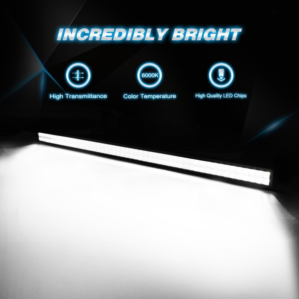 Nilight 52Inch 300W Flood Spot Combo LED Light Bar Work Driving Lamp with 16AWG Wiring Harness Kit - 2 Connector for Truck, Boat, SUV, ATV Lighting, 2 Years Warranty