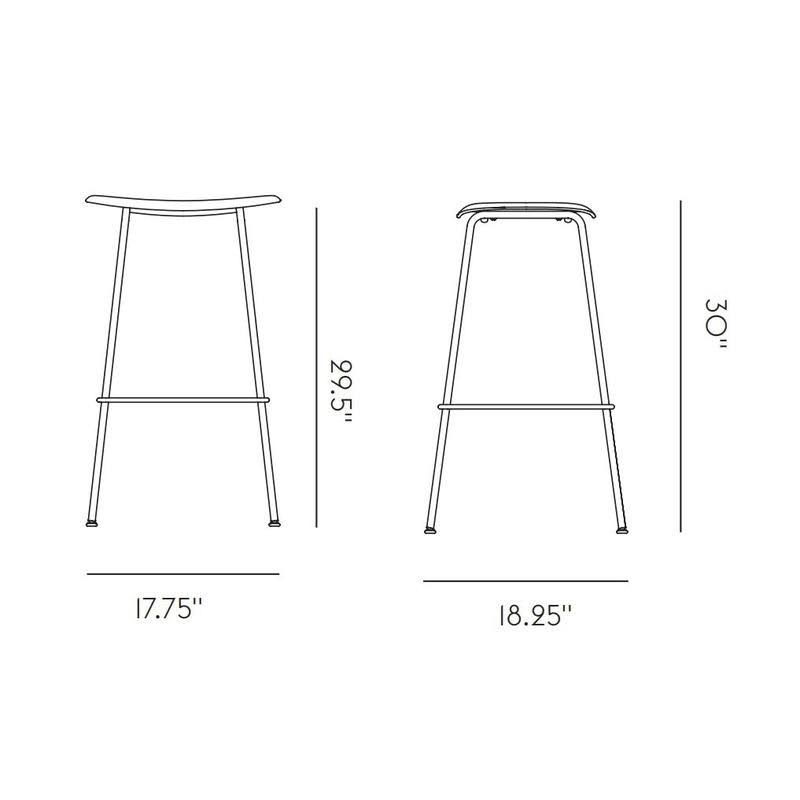Muuto Fiber Bar Stool - Tube Base - Refine Leather - Black / Black
