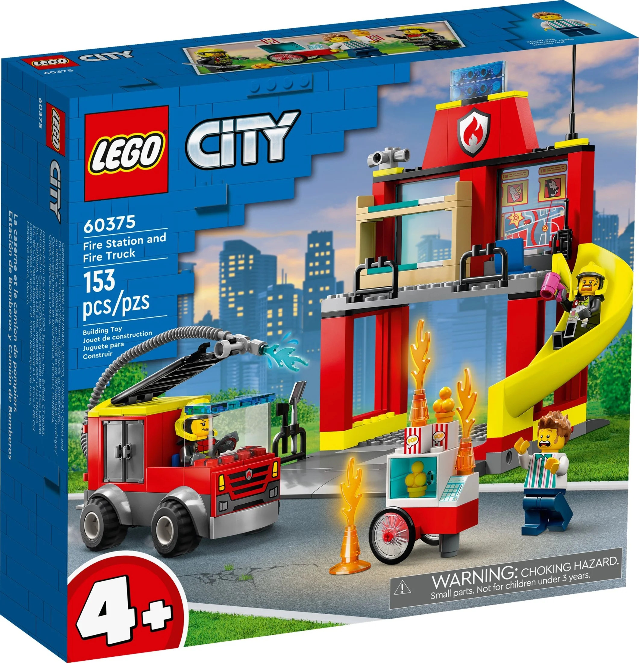 LEGO City Fire Station and Fire Engine  60375, Pretend Play Fire Station with Firefighter Minifigures, Educational Vehicle Toys for Kids Boys Girls Age 4+