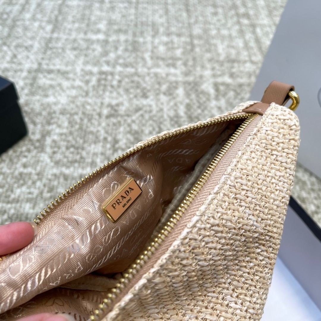 Prada Triangle Crochet Shoulder Bag Natural 25Cm