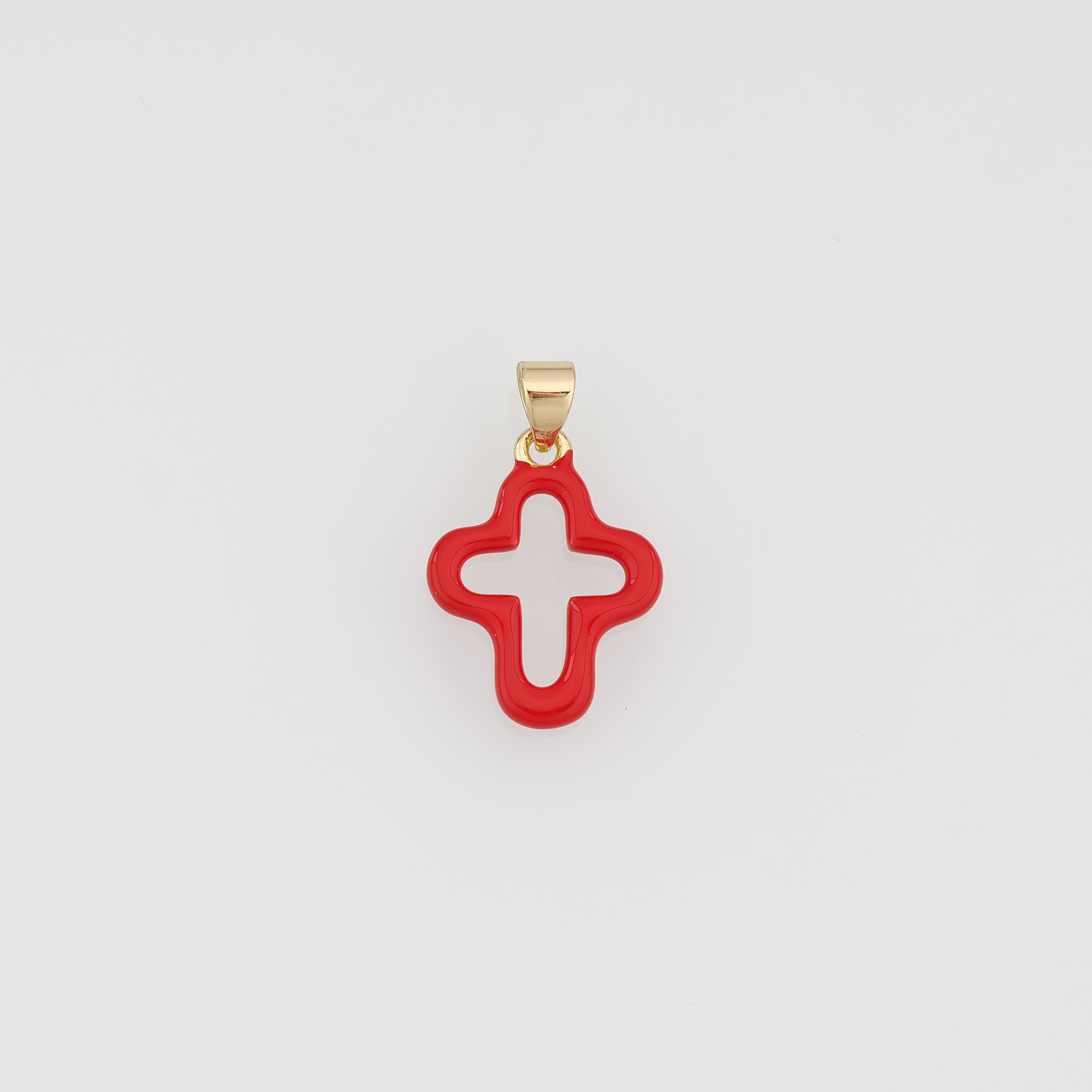 18K Gold Filled Cross Pendant,Enamel Religious Charm Earrings Necklace for DIY Jewelry Making Supply