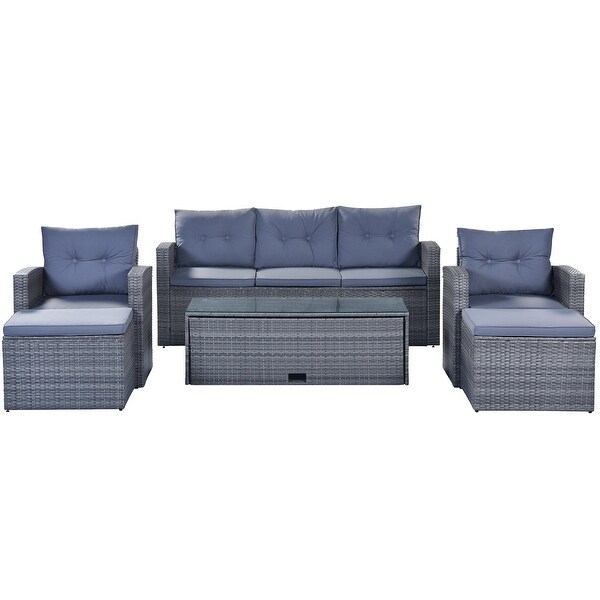 Go 6Piece AllWeather Wicker Pe Rattan Patio Outdoo Sectional Set