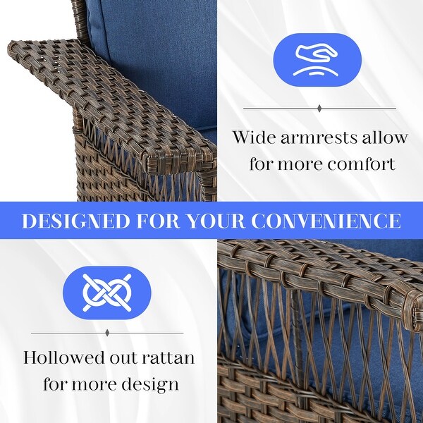 Patio Sofa with Club Chairs,Ottomans,Table