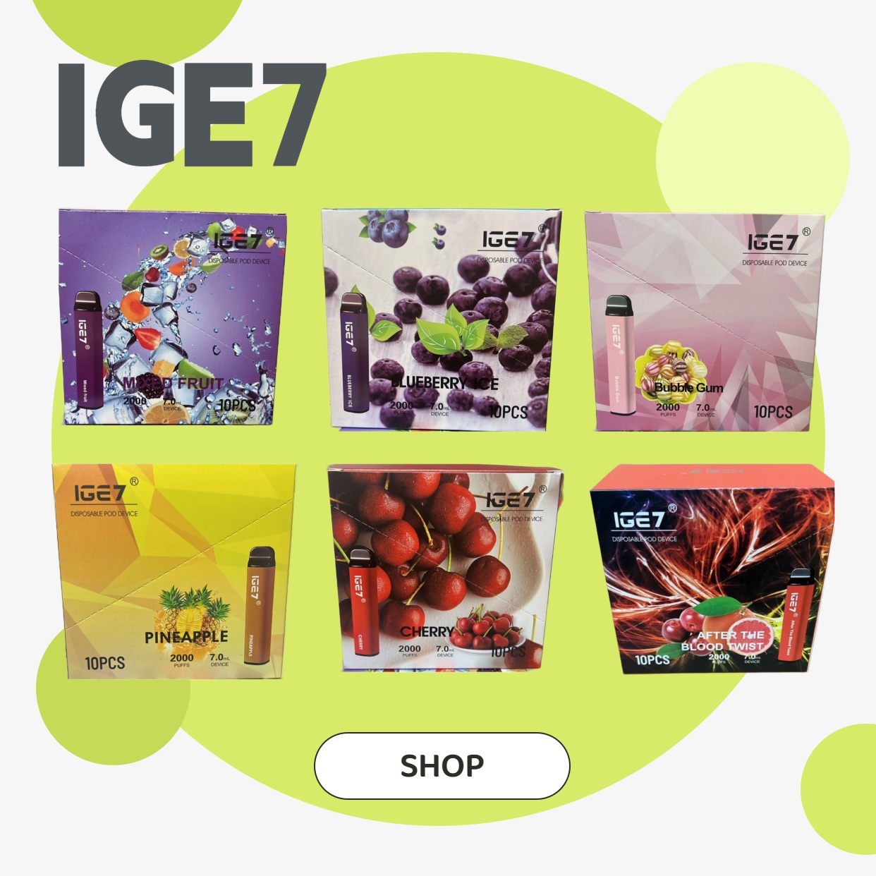 IGE7 e-cigarette 2000 puffs 【Multiple Flavors - Randomly Shipped】