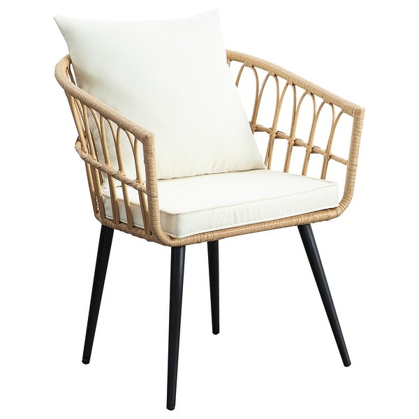 Beige 3 Pieces Rattan Wicker Patio Conversation SetClearance