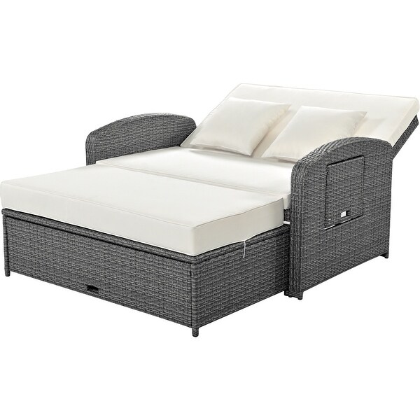 2Person Rattan Reclining Daybed with Adjustable Back