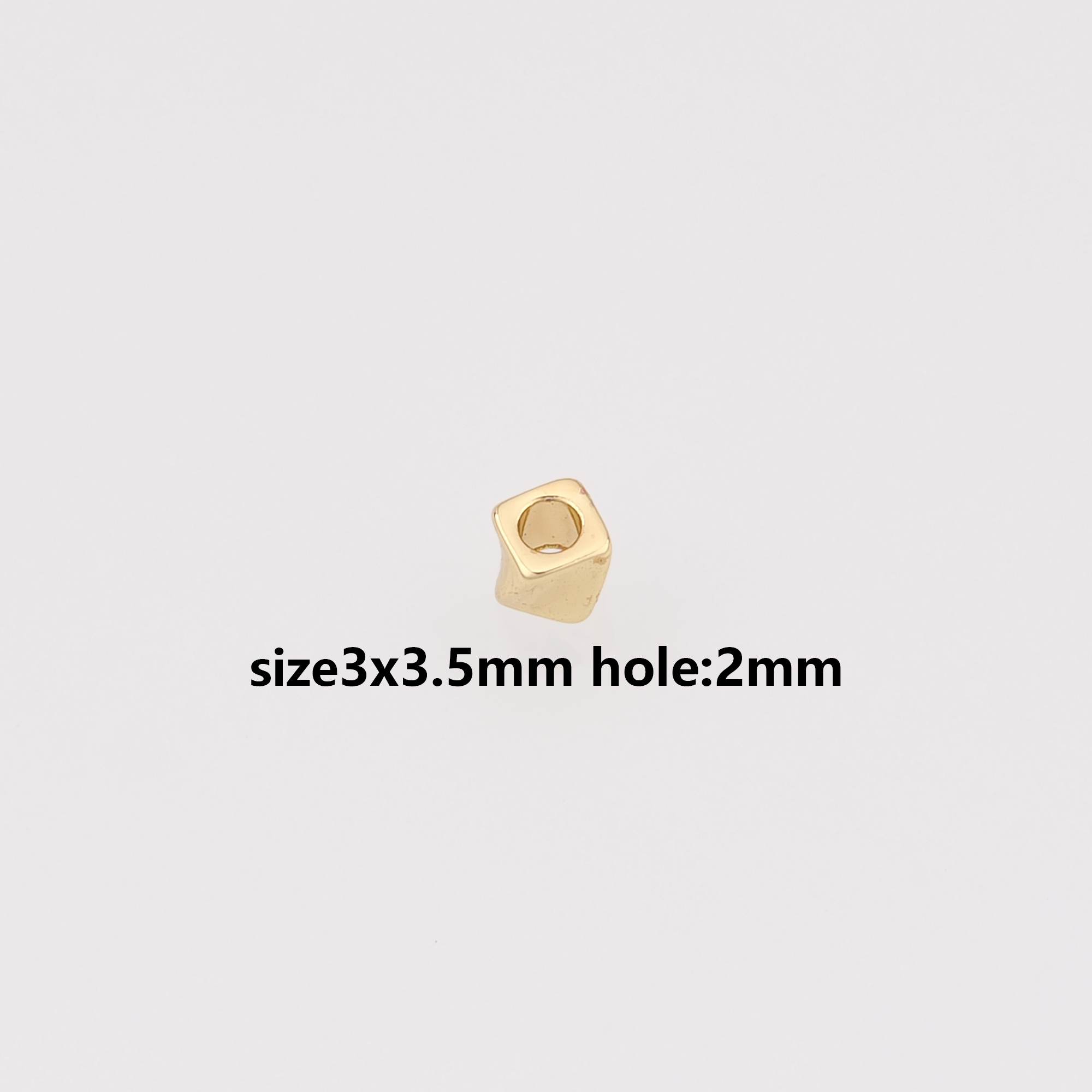 50Pcs 18K Gold Filled Square Spacer Beads,Twist Square Bead,Dainty Bead for Bracelet Jewelry Necklace Making Supply
