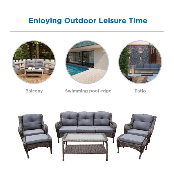 6piece Resin Wicker Patio Furniture Conversation Set with High Back