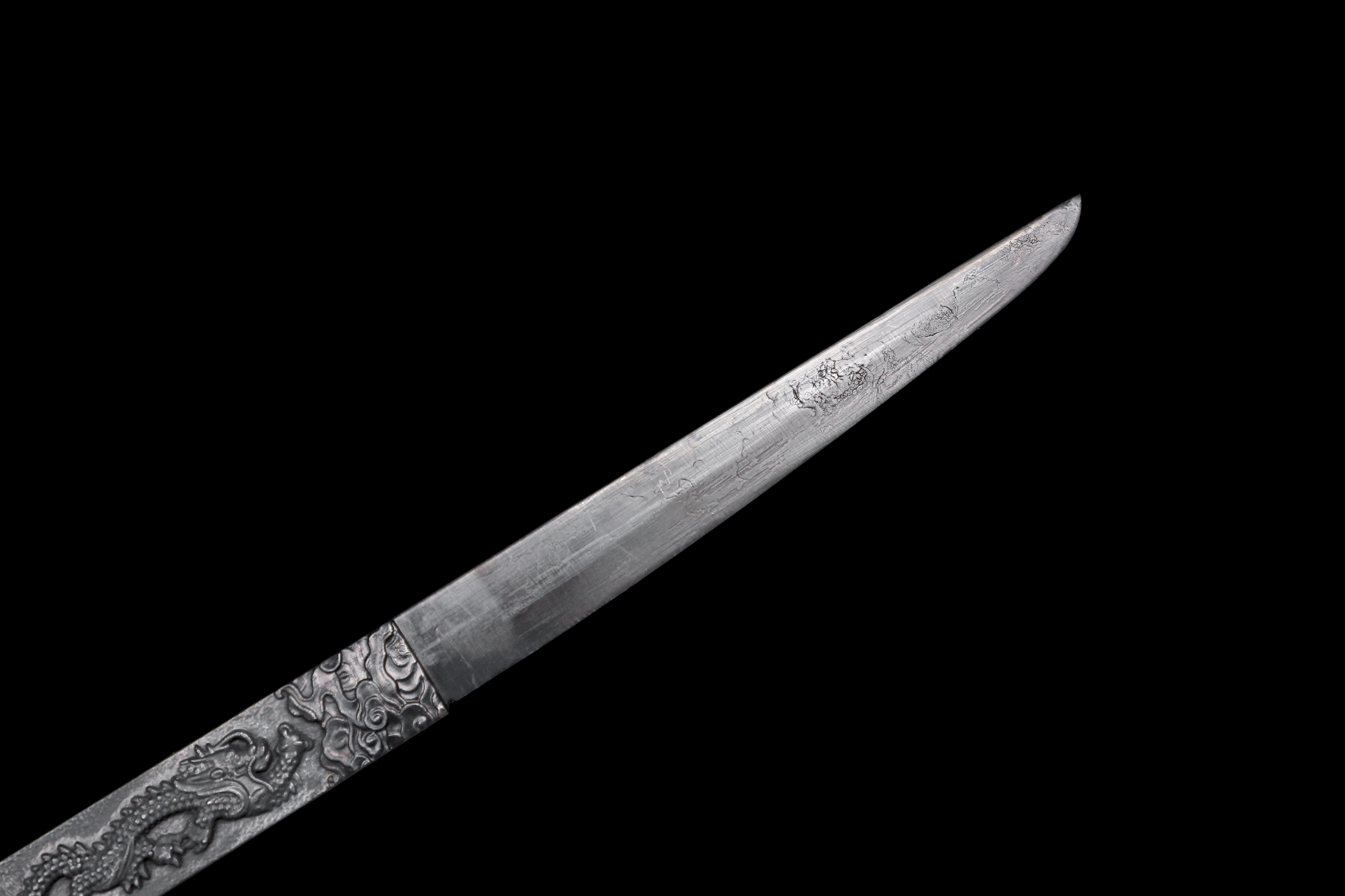 Handmade Katana Damascus Twisted Steel Silver Dragon Kozuka Kogai
