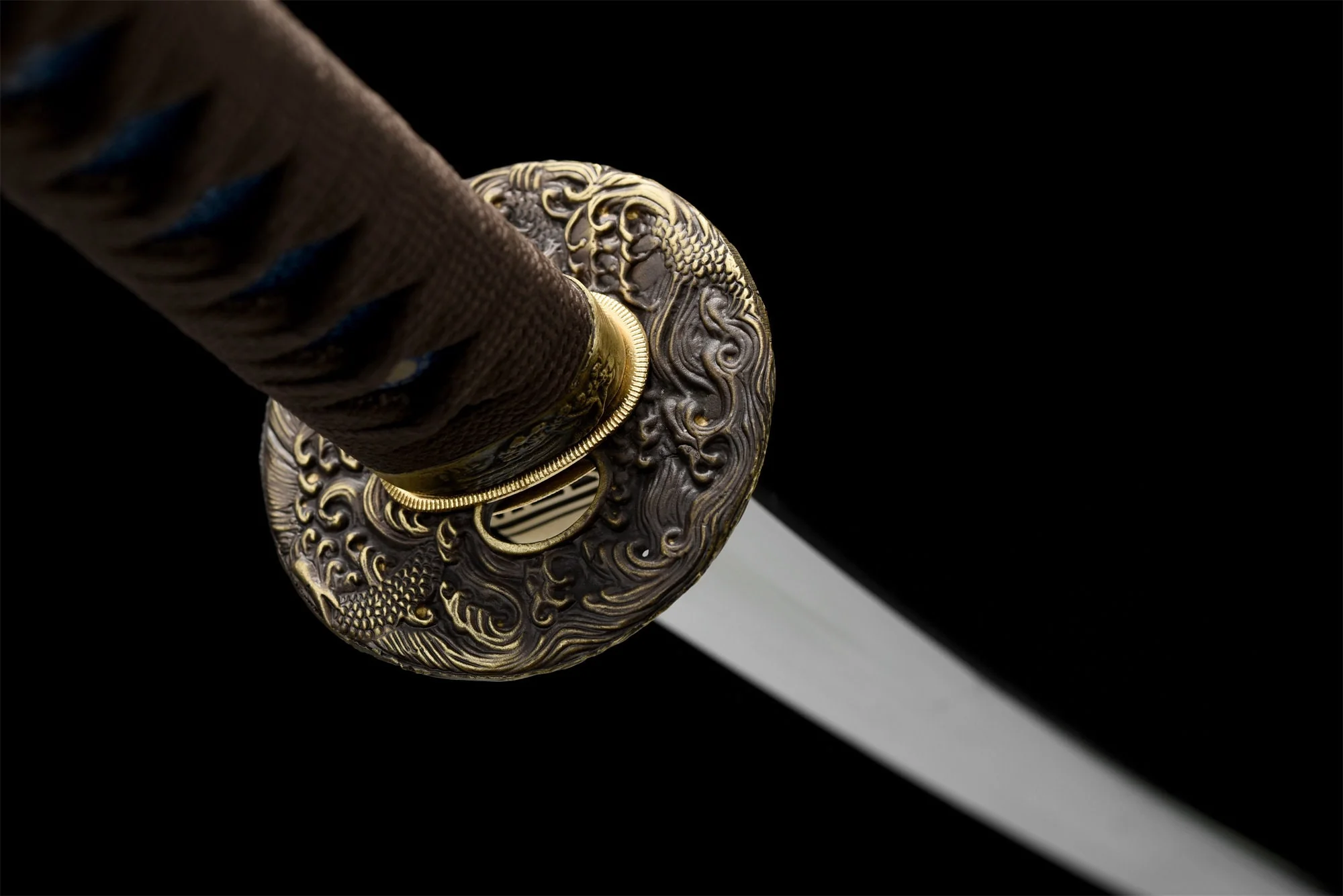 T10 Clay Tempered Katana – Natural Wood Saya, Full Tang