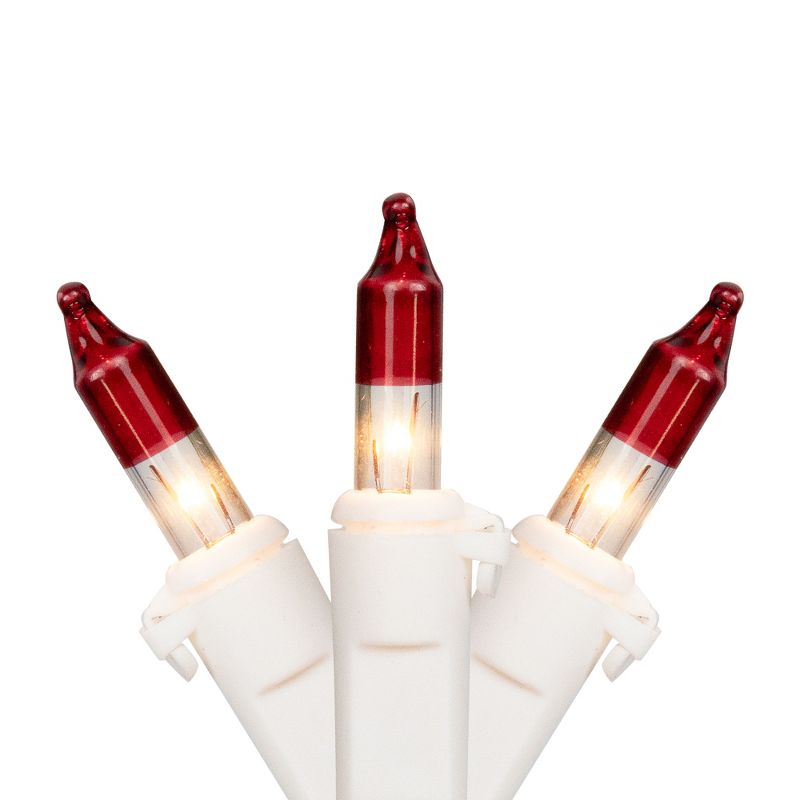 Northlight Mini Christmas Light Set - Clear with Red Tips - 10' White Wire - 50pcs