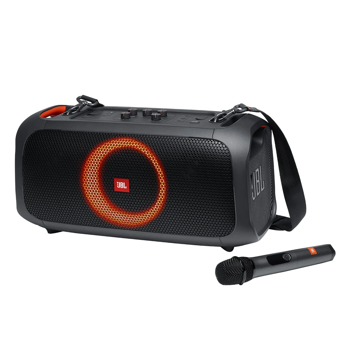 JBL PartyBox On-The-Go Portable Bluetooth Karaoke Party Speaker with Built-in Lights and Wireless Microphone