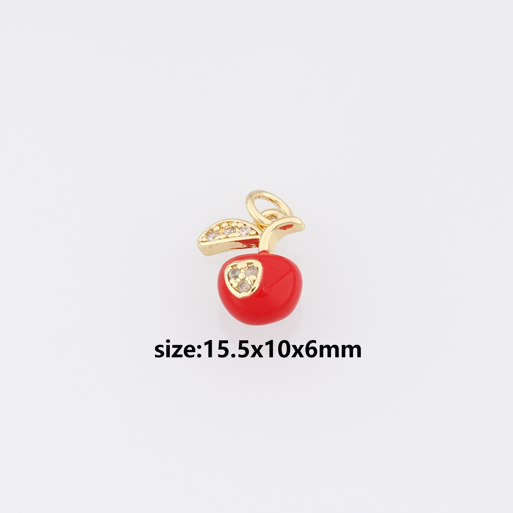 18K Gold Filled Apple Pendant,Enamel Fruit Charm Earrings Necklace for DIY Jewelry Making Supply