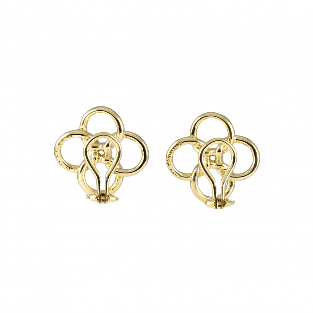 Tiffany & Co. Elsa Peretti Quadrofiglio Earrings 18K Yellow Gold