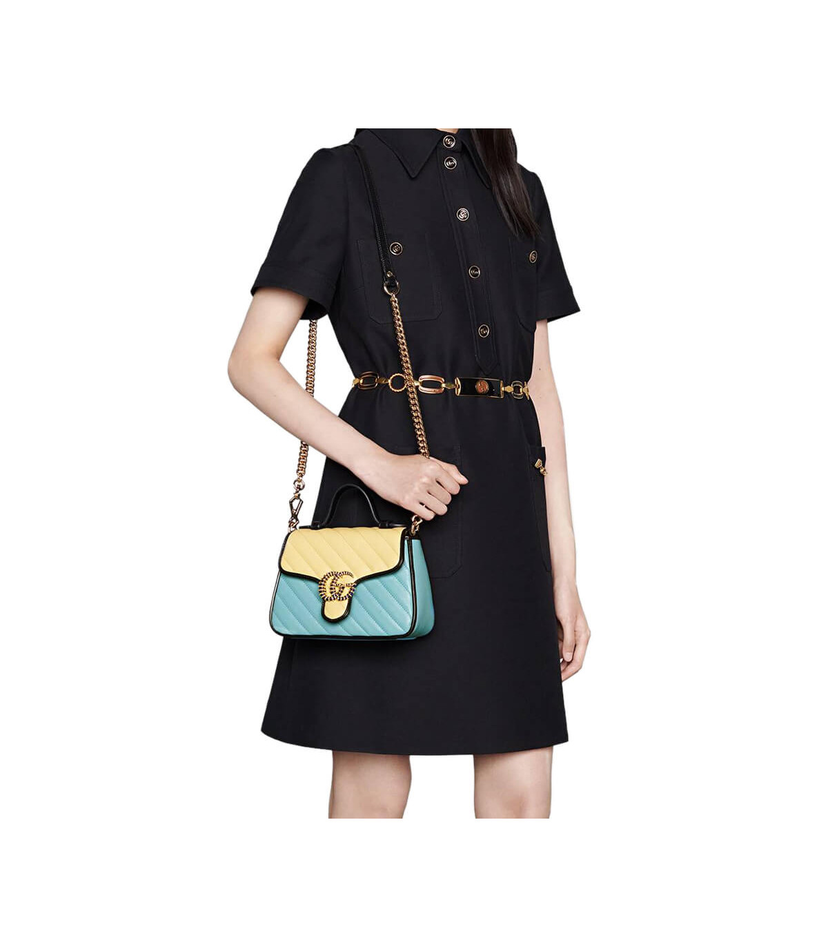 Gucci GG Marmont Mini Bag Butter and Pastel Blue Leather