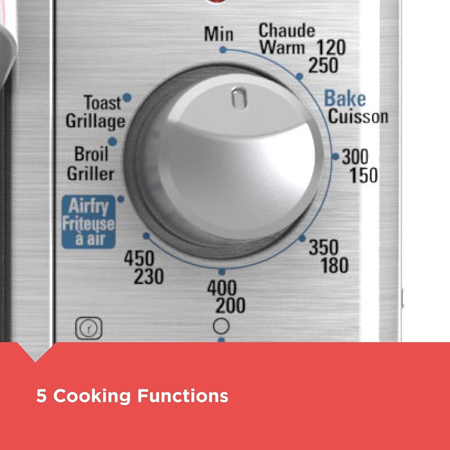 5-in-1 XL Air Fry Convection Toaster Oven 17L 8-Slice Stainless Steel 450°F
