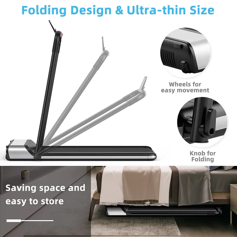 Ultra-Slim Foldable Electric Treadmill – Space-Saving Design with No Assembly Required