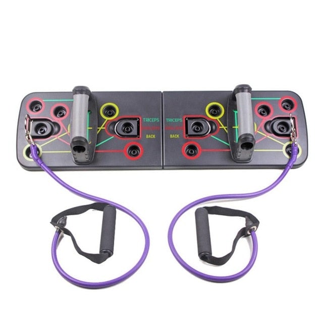 9 in 1 Push Ups Stands Rack Board with Latex Resistance Bands