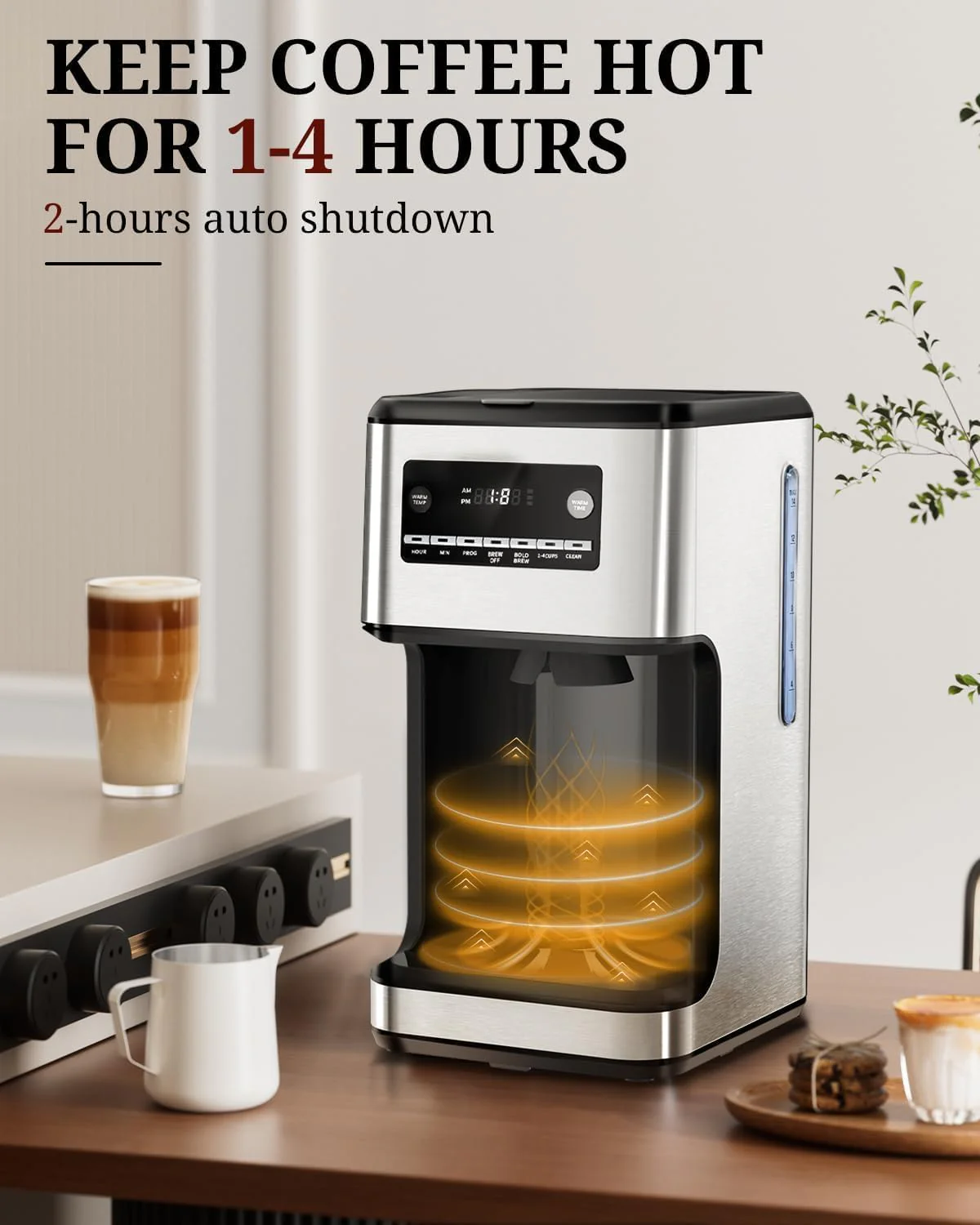 Kismile Coffee Maker,  Programmable Drip Coffee Makers ,Timer, Self-cleaning,Stainless Steel