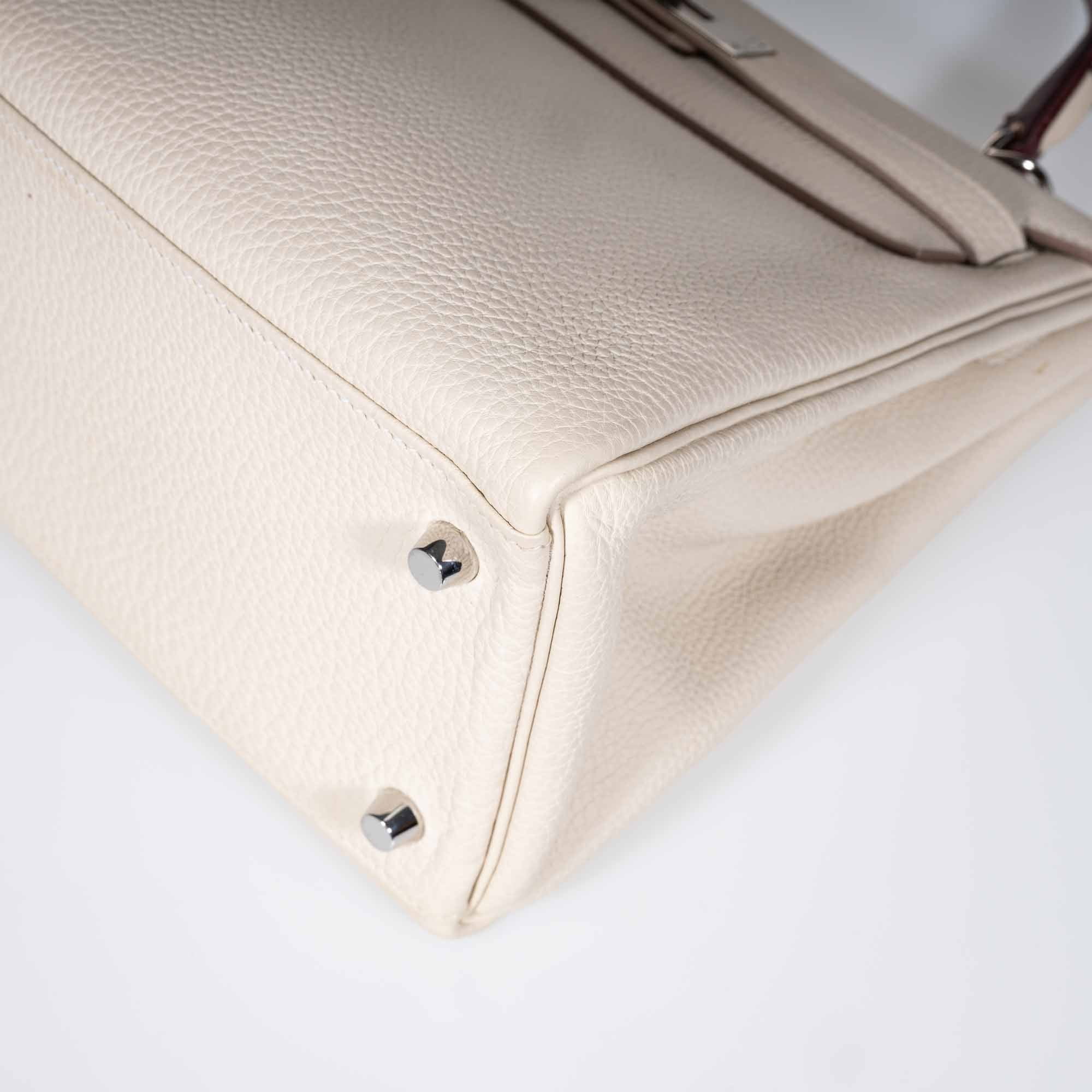 Hermès Kelly 28 Retourne au Galop Craie, Rouge H, Fauve and Black Togo Palladium Hardware