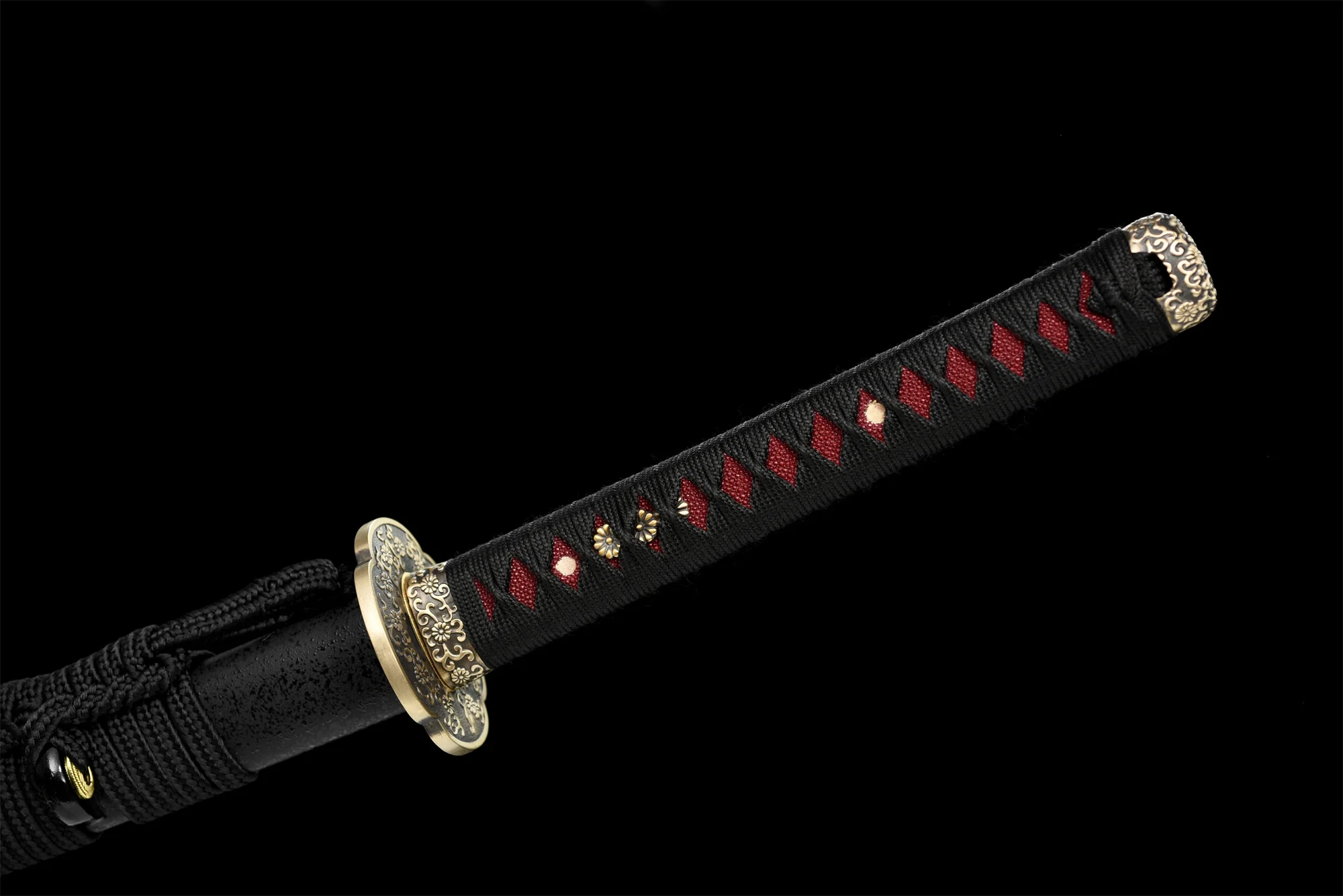 T8 Black Katana – Clay Tempered Hamon, Full Tang