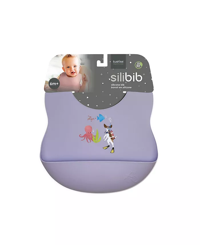 Kushies Soft Silicone Waterproof Baby Bib with catch all pocket, Adjustable