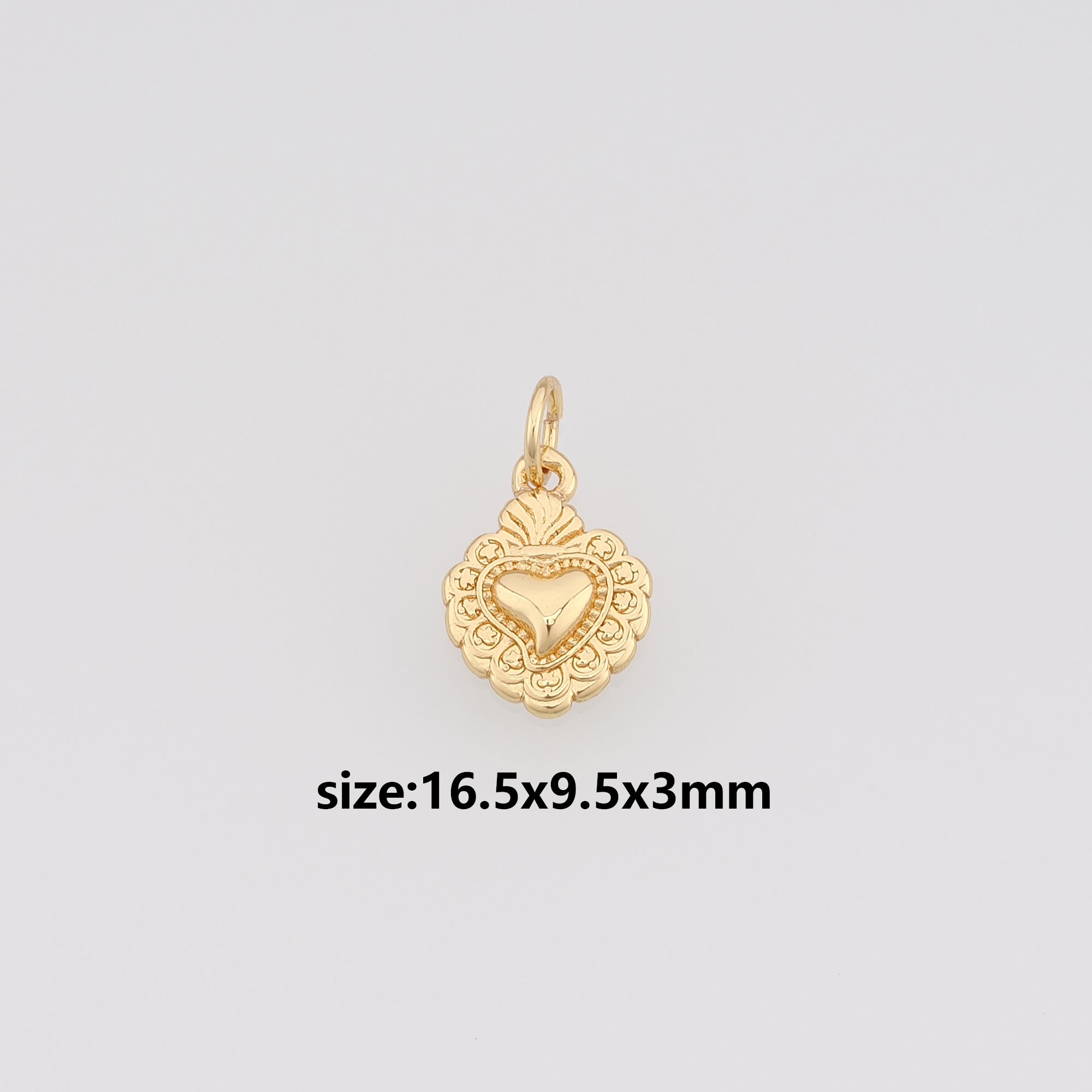 18K Gold Filled Sacred Heart Pendant,Religious Charm Earrings Necklace for DIY Jewelry Making Supply