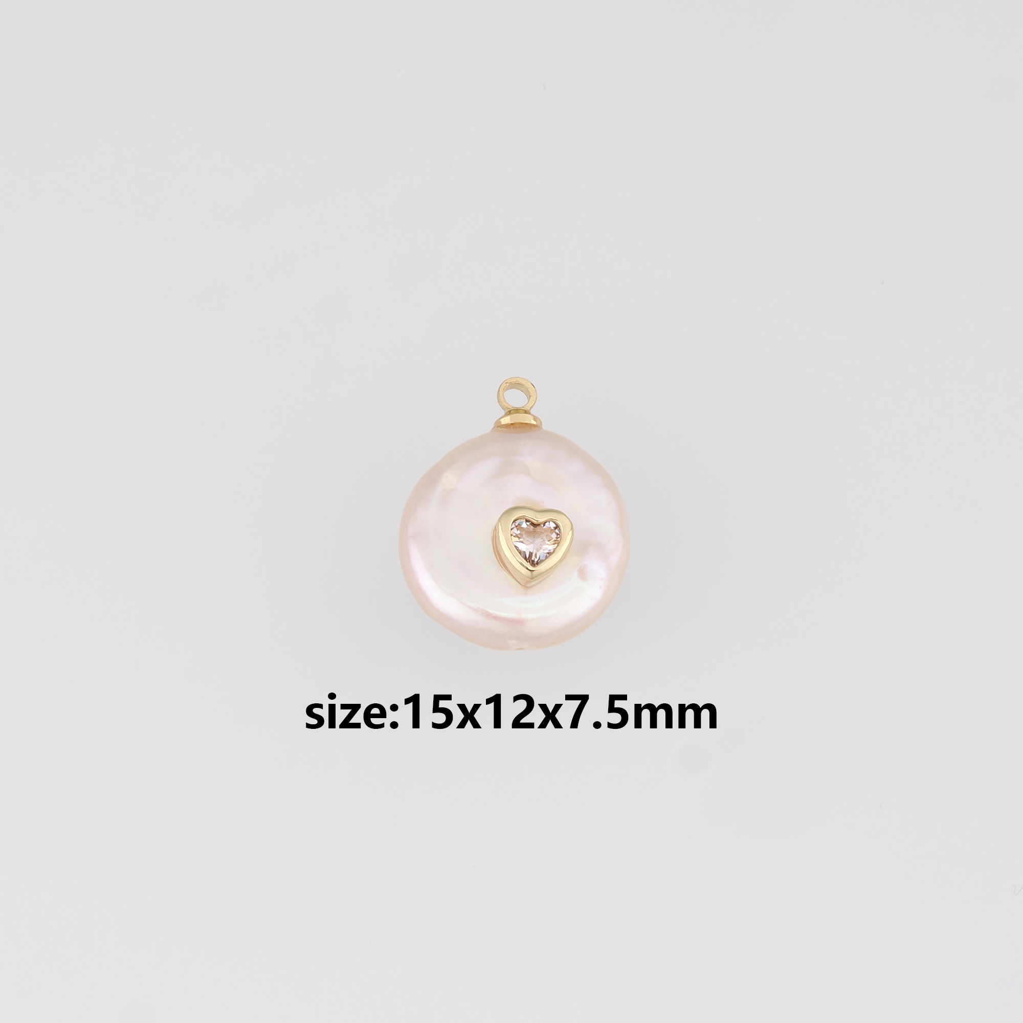 18K Gold Filled Heart Pendant,Pearl Heart Charm Earrings Necklace for DIY Jewelry Making Supply