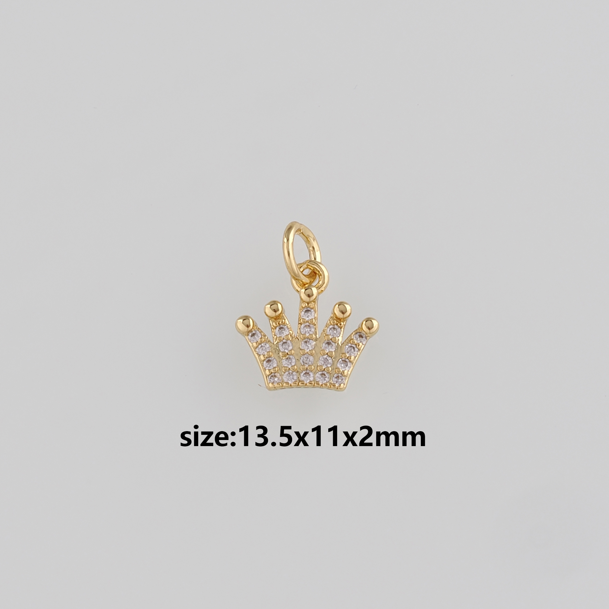18K Gold Filled Crown Pendant,CZ Micro Pave Crown Charm Earrings Necklace for DIY Jewelry Making Supply