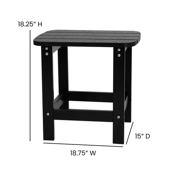 2 Modern Dual Slat Poly Resin Adirondack Rocking Chairs with Side Table