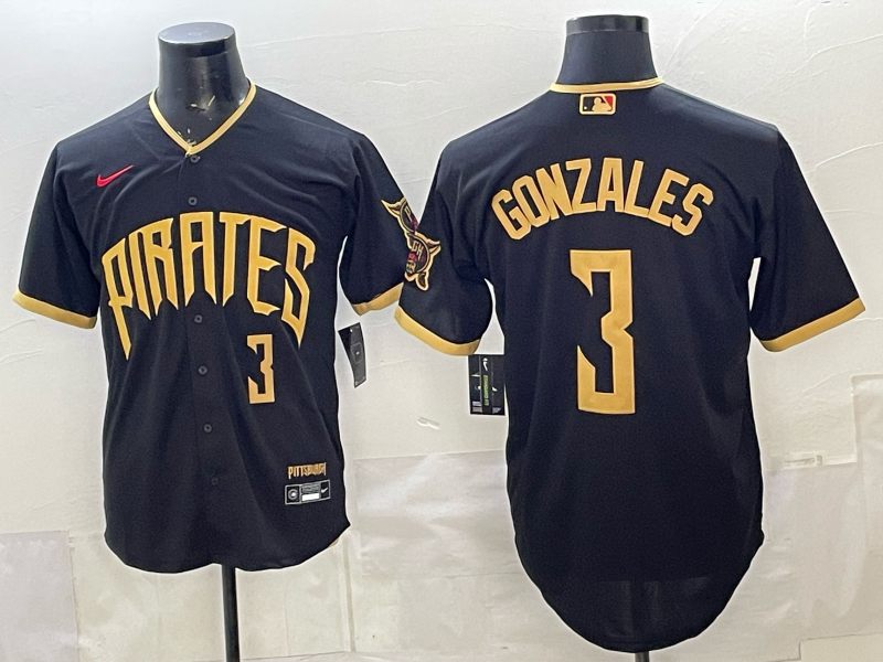 Men's Pittsburgh Pirates Nick Gonzales #3 Black 2026 City Connect Stadium Jersey