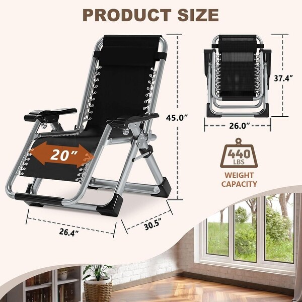DoCred Zero Gravity Chair,Folding Lawn Chaise Recliner Lounge Chair