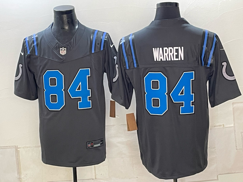 Men's Indianapolis Colts Tyler Warren #84 Anthracite 2026 Rivalries Collection Game Jersey