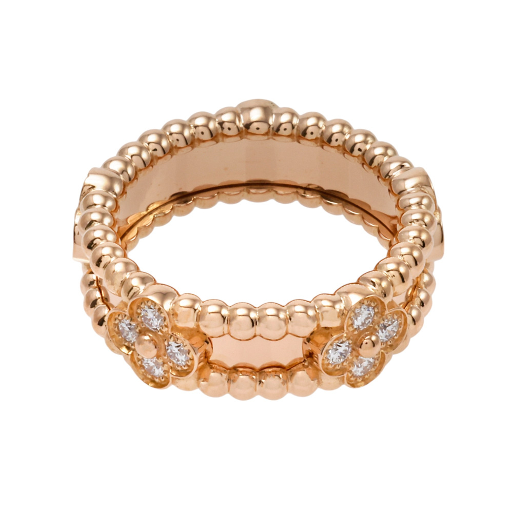 Van Cleef & Arpels Perlée Clovers Sweet Clover Ring 18K Rose Gold Diamond VCARP6ML00