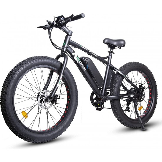 Powerful Electric Bicycle 26″ X 4″ Fat Tire Bike 500W 36V/12Ah Battery EBike Moped Mountain Beach Snow Ebike Throttle & Pedal Assist – 90% Pre-Assembled (Black)