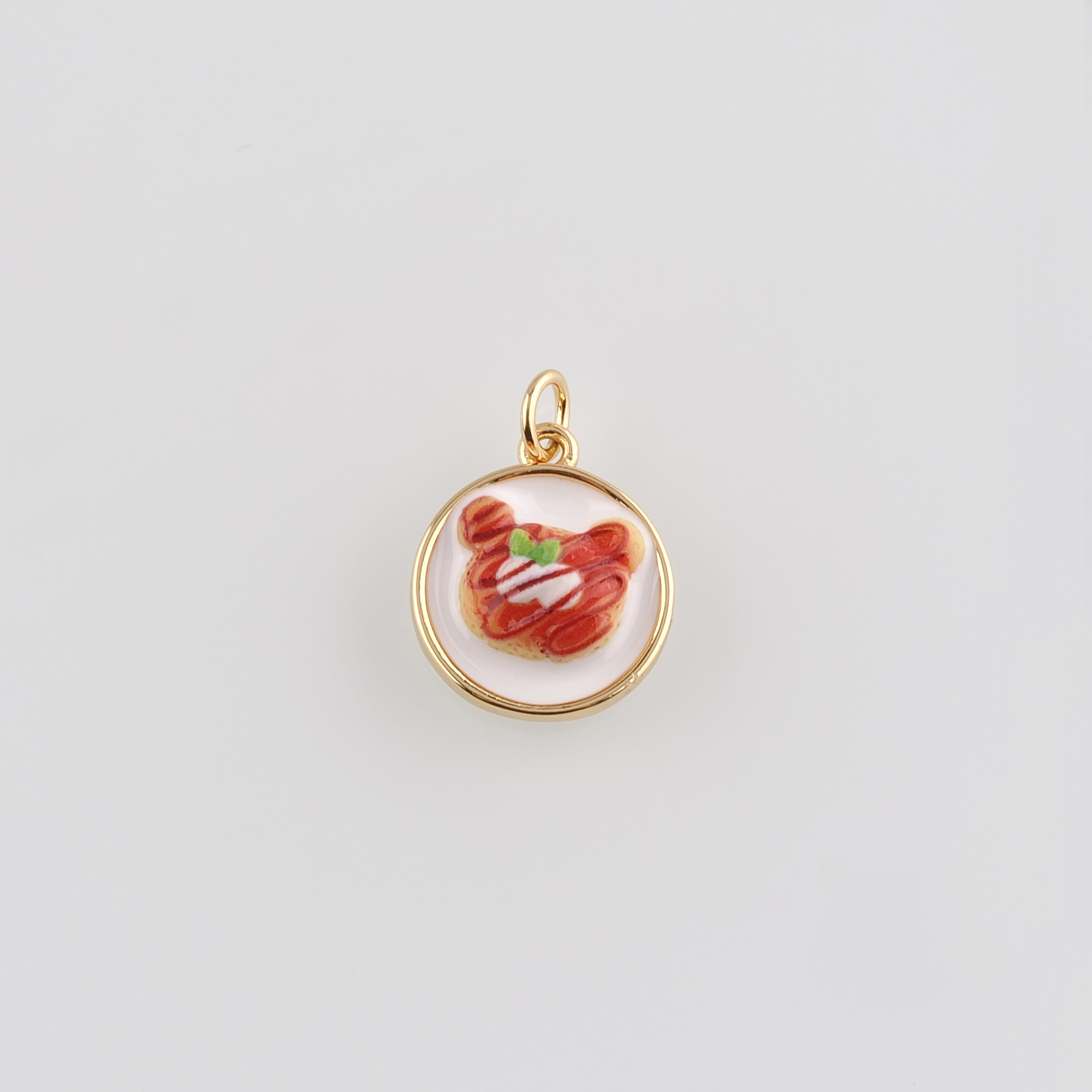 18K Gold Filled Bread Pendant,Enamel Croissant Charm Earrings Necklace for DIY Jewelry Making Supply